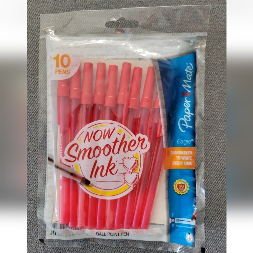 NEW 10 pk Paper Mate Eagle Ball Point Pens Capped Smooth Red Ink 1.0 mm 2012